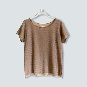 J. Crew Gray Lace Short Sleeve Blouse